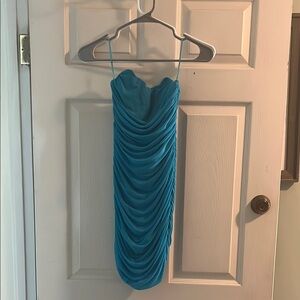 Elegant Blue Strapless Dress
